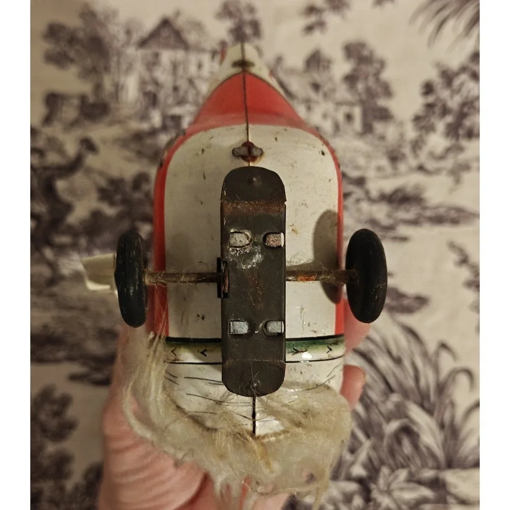 Vintage Yuletide Wind Up Santa Reindeer Christmas Copter Tin Toy‎ Japan